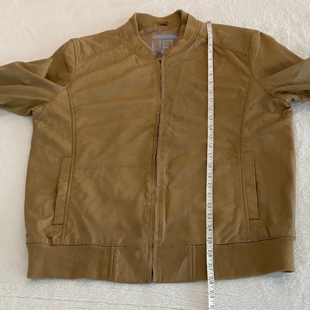 Freaky Nation Believe in Yourself Men's Tan Leather Jacket. Designed in Germany - Picture 7 of 14